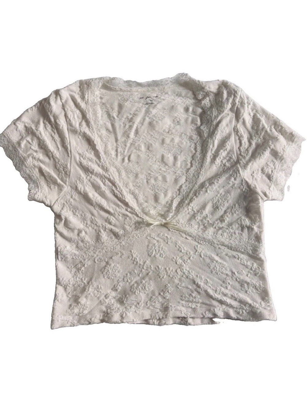 Out From Under White Crop Top Womens M/L Stretch Lace Trim Bodycon